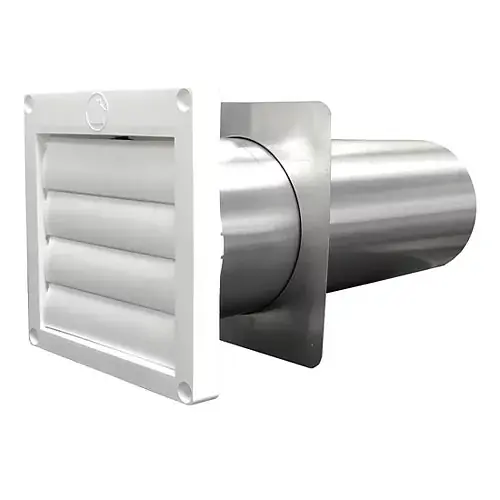 Builders Best 110282A Louvered 4 Inches Plastic Dryer Vent Hood with 11 Inches Tailpipe White