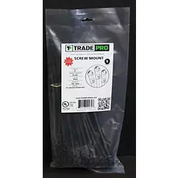 Tradepro TP-CABLETIESCREWB Screw Mount Cable Ties 50 Lb 8 Inches Black Pack of 100