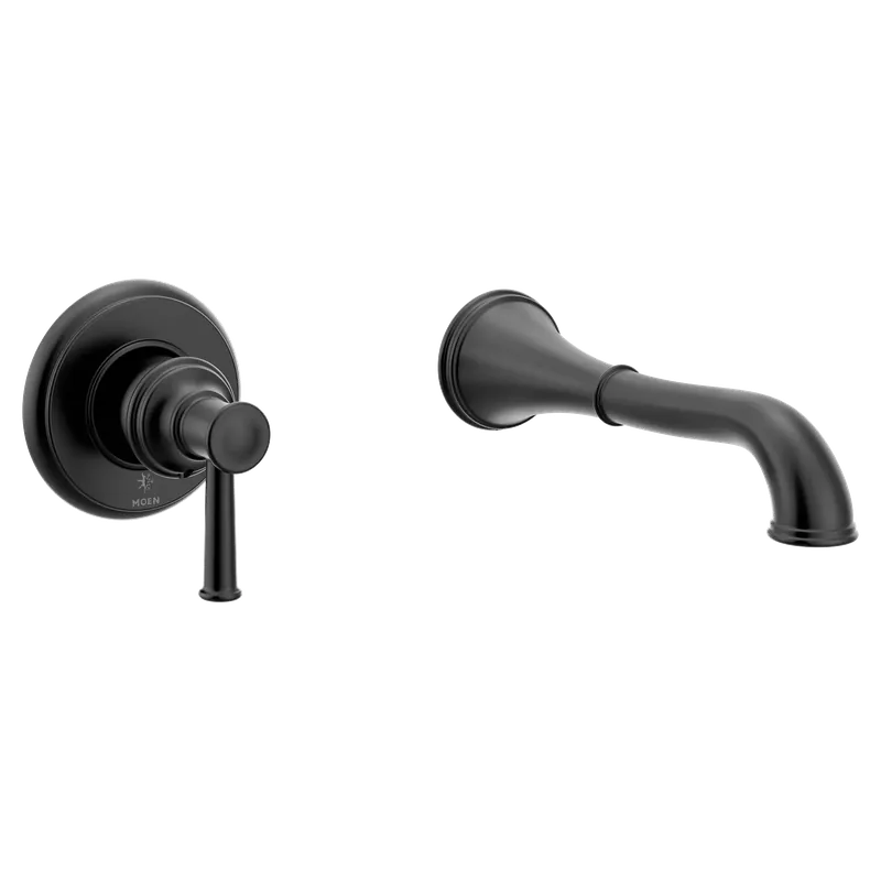 Moen wt9021bl Belfield Wall Mount Tub Filler Trim Non Diverter 10 Inch Spout Reach