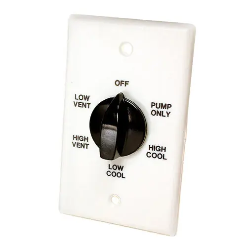 Dial 7119 Two-speed Wall Switch Spanish 1/3 to 1 Hp Six-position White Plastic