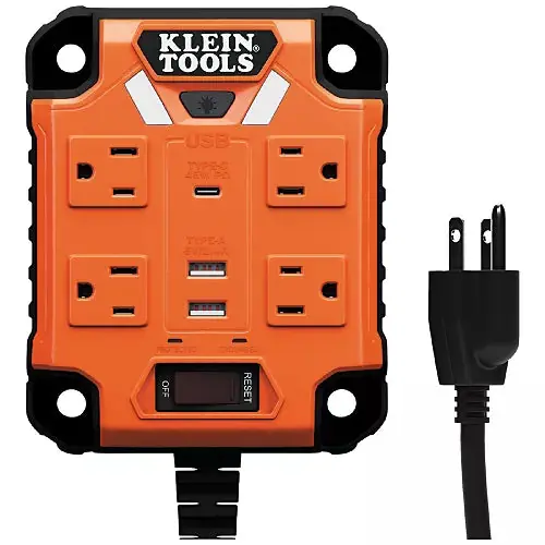 Klein Tools 29601A PowerBox 1, Magnetic Mounted Power Strip with Integrated LED Lights