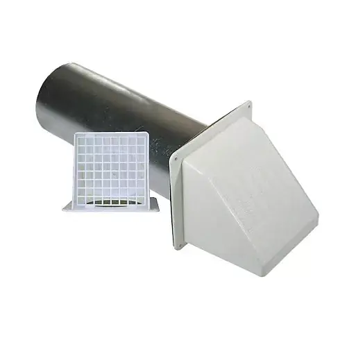 Builders Best 111391A PWM622 4 Inches Wide Mouth Plastic Vent Hood with Bird Guard Flush Faceplate White