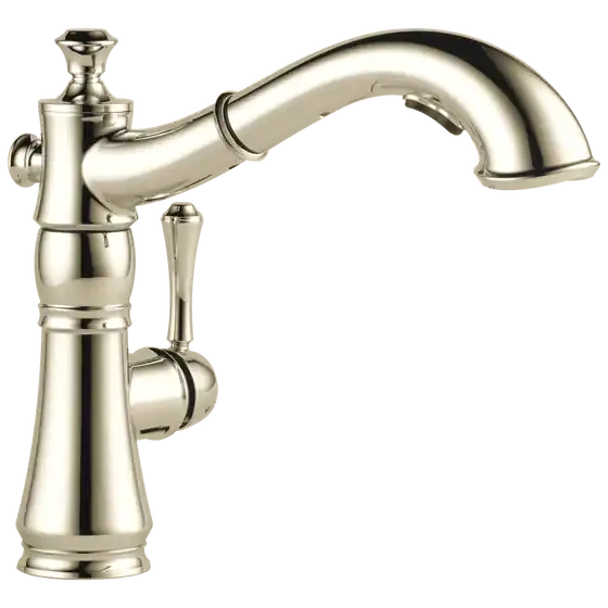 Delta Faucet 4197-pn-dst Single Handle Pull-out Kitchen Faucet Polished Nickel Cassidy Collection