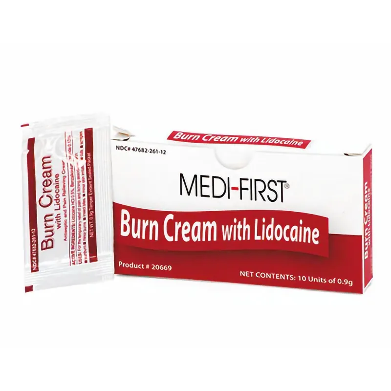 Medi-First 20669 Burn Relief BZK / Lidocaine HCl Cream 0.9 Gram Individual Packet