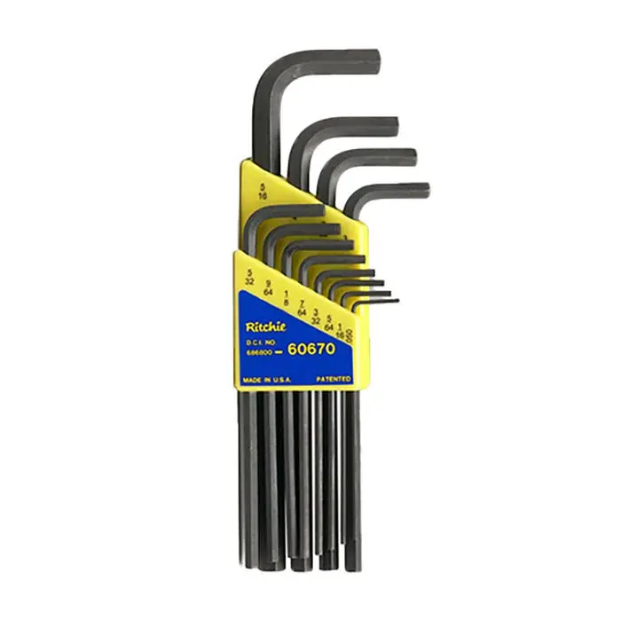 Yellow Jacket 60670 Hex Keys Standard End Set of 12 with Case