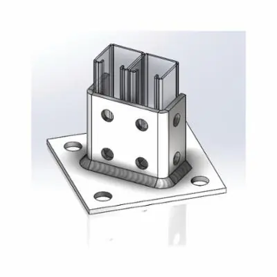 Empire Industries 9095PBZ Diagonal Strut Post Base 3-1/2 Inch Base for 1-5/8 X 3-1/4 Inch Strut 6 X 6 Inch Base