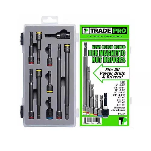 Tradepro TP-52114 10-piece Magnetic Chuck Assortment with Quick Change Adapter