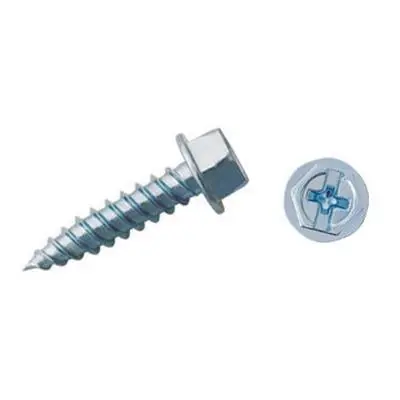 Duro Dyne 14160 Super Saber Series Self-piercing Screw 8 Thread 1/2 Inch Hex Head Slotted Drive Zinc-plated