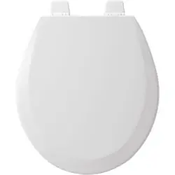 Bemis BE500TTT-000 Round Enameled Wood Toilet Seat Never Loosens Adjustable
