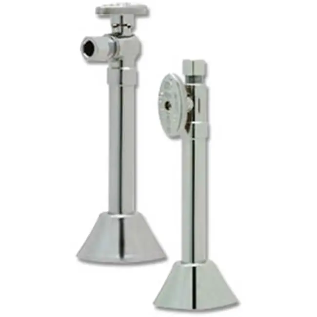 Matco-norca 26-1041lf Angle Stop Valve 1/2 Inches Sweat X 3/8 Inches Od Compression 1/4 Turn Oval Handle with 5 Inches Chrome Extension Tube and Bell Escutcheon