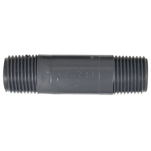 Mueller Industries 403-030 B&K Schedule 80 Nipple 1/2 in. MIP X 1/2 in. D MIP PVC 3 in. 1 pk