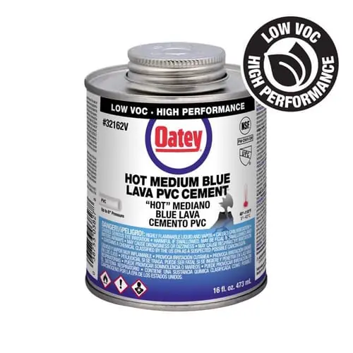 Oatey 32162V Blue Lava Medium-bodied Fast Set Pvc Cement 16 Oz Can
