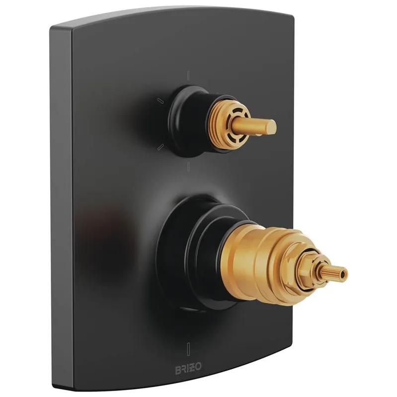 Brizo t75606-bllhp Kintsu Tempassure Thermostatic Valve Trim with 6-function Diverter Matte Black Less Handles