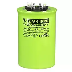 Tradepro TP-CAP-55/5/440USAR Round Dual Run Capacitor 55/5 Mfd 440V Usa Made