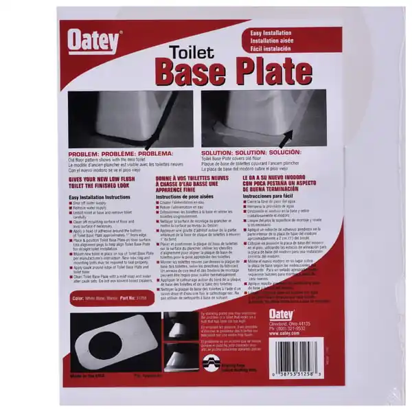 Oatey ACCPLTBP-KOH Round Nose Toilet Base Plate Abs White 22.5 X 11 Inches