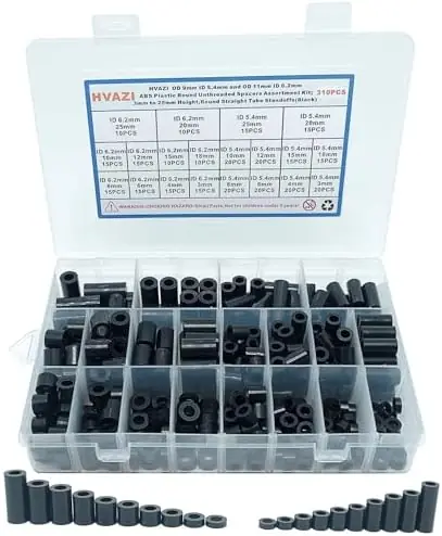 Amazon Com HZ-ABSSP Round Unthreaded Spacers Assortment Kit (310pcs)
