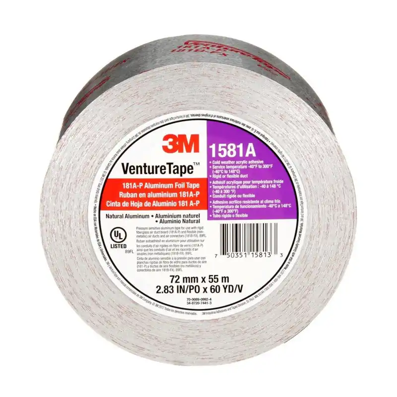 3M 1581a-silver_3x60 Aluminum Foil Tape Silver 3 Inches X 60 Yd