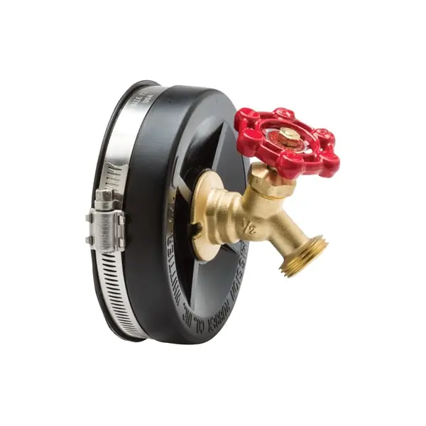 Mission Rubber JIMCAPWR4 Band-seal End Cap with Hose Bibb 4 Inch Cast Iron Plastic Sch 40 Rubber Pipe Fitting