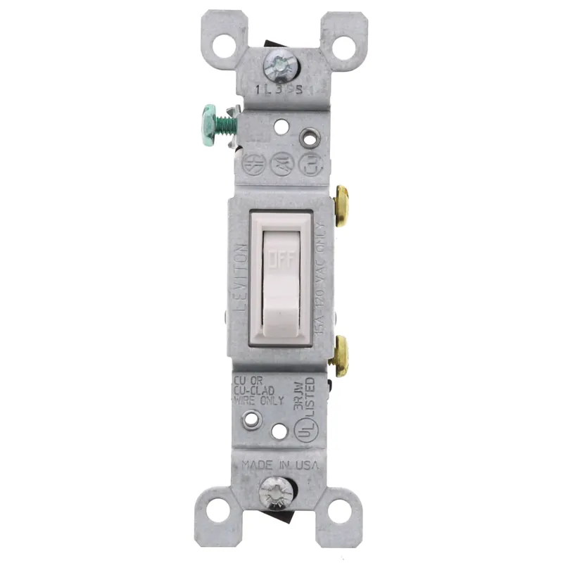 Leviton 1451-2W 15 Amp, 120 Volt, Toggle Framed Single-Pole AC Quiet Switch
