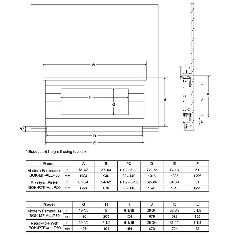 Simplifire BOK-MF-ALLP50 Boyd Modern Farmhouse Build-Out Kit for 50-Inch Allusion Platinum