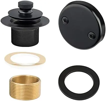 Trim To The Trade BLK LIFT & Matte Black Lift & Turn Tub Trim Set with Two-Hole Overflow Faceplate