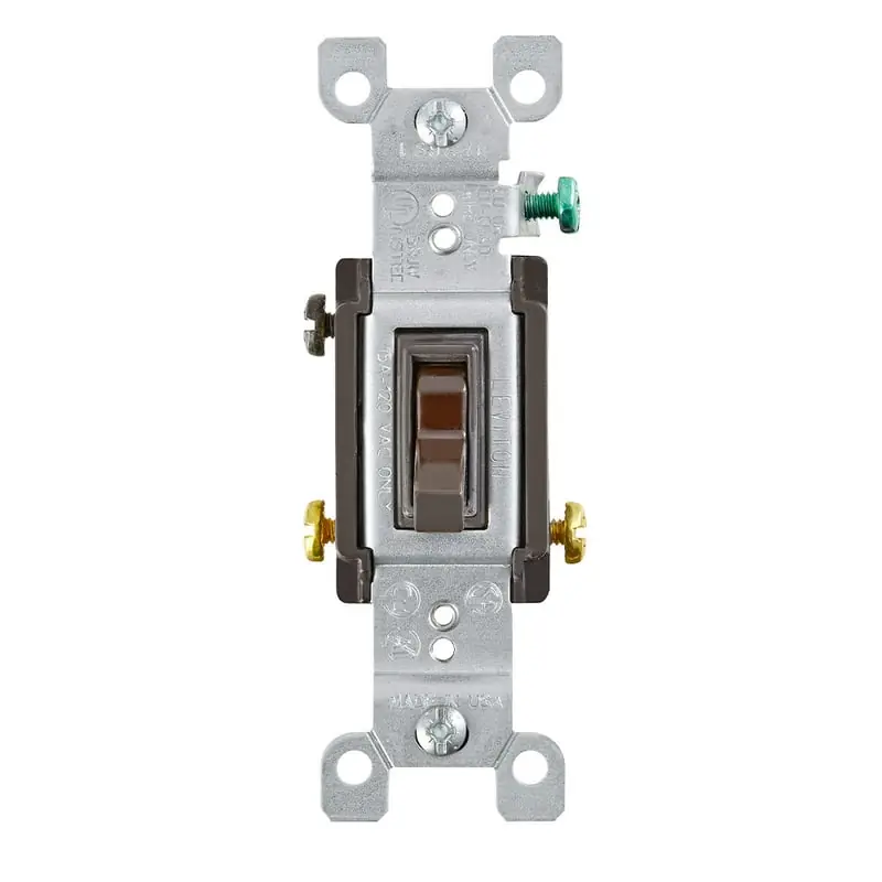 Leviton 1453-2 3-Way Grounding AC Quiet Toggle Switch, 120 VAC, 15 A, 1/2, 2 hp Power Rating