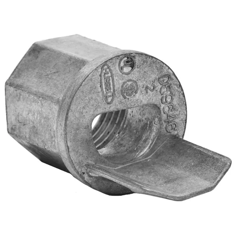 Hubbell HBL5782C Conduit Connector, 1/2 in, For Use With HBL500 and HBL750 Single Channel Metal Raceways