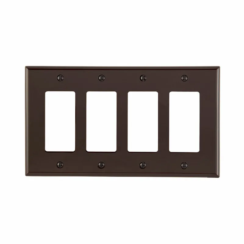 Leviton PJ264-B Decora/GFCI Device Decora Wallplate/Faceplate 4-Gang Midway Size