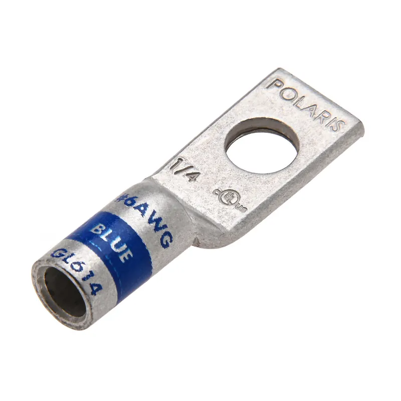 Nsi Industries GL614 Lug, 1 Hole with Inspection Window, Short Barrel, Copper, # 6 AWG (STR), 1/4 inches Stud Size