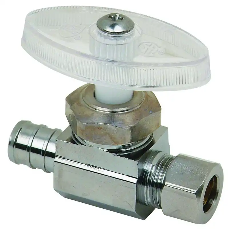 Brasscraft BRPX14XC Multi-Turn Water Stop, Straight Valve, 1/2 inch Nominal Barb x 3/8 inch OD Compression