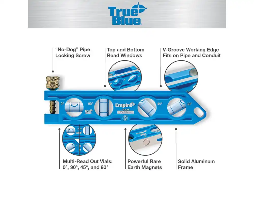 Empire Level EM85.6 True Blue Die Cast Torpedo Level 6 Inch