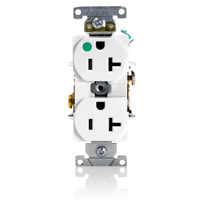 Leviton 8300-HW Receptacle Dx Bl Str 125VAC 20A 2 3