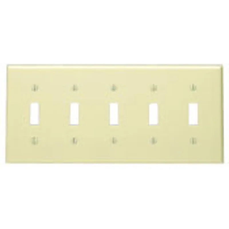 Leviton 86023 5-Gang Toggle Device Switch Wallplate, Standard Size, Thermoset, Device Mount