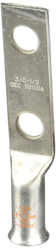Nsi Industries L30N Compression Lug 2 Hole Long Barrel Copper 3/0 AWG 1/2 inches Stud Size