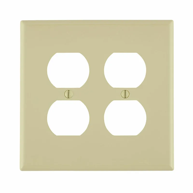 Leviton PJ82-I 2-gang Duplex Receptacle Wallplate Midway Size