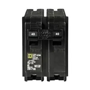 Schneider Electric Q240 Square D HOM240 Plug-In Mount Standard Miniature Circuit Breaker 2-Pole 40 Amp 120/240 Volt AC Homeline