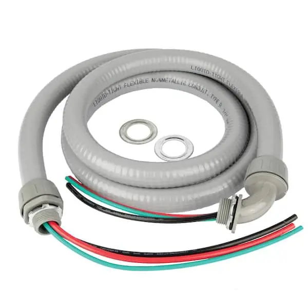 Cambridge 200055 3/4 in. x 6 ft. 8/2 and 10/1 Non-Metallic Flexible PVC Conduit A/C Whip Cable