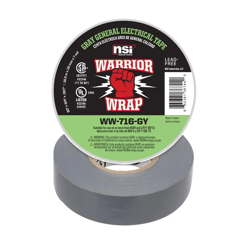Nsi Industries Ww-716-Gy Warrior Wrap Vinyl Electrical Tape 60 feet (7 mil)