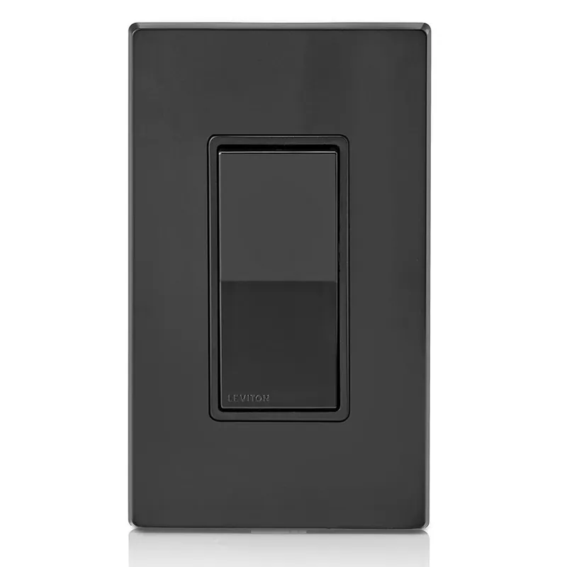 Leviton 5601-2E 15 Amp, 120/277 Volt, Decora Rocker Single-Pole AC Quiet Switch, Residential Grade, Grounding