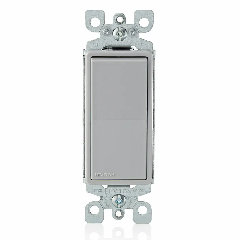 Leviton 5601-2GY Decora AC Quiet Switch, 120/277 VAC, 15 A, 1/2 hp, 2 hp Power Rating