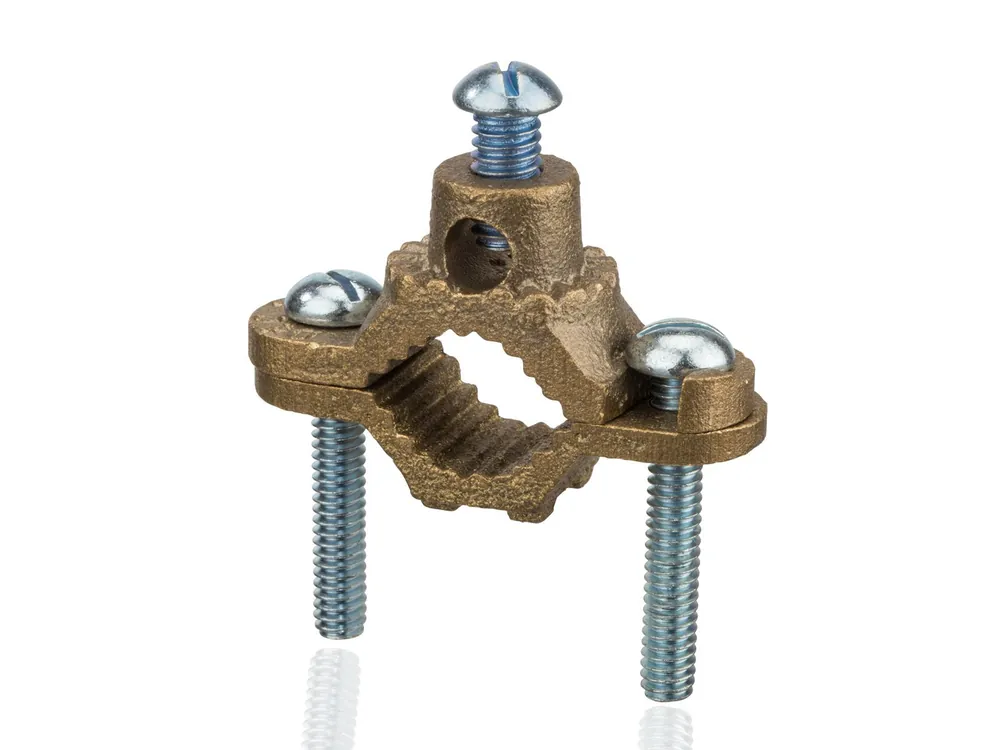 Nsi Industries G-1 Heavy Duty Ground Clamp, 1/2 inches - 1 inches Water Pipe Size, 10 sol - 2/0 str Ground Wire Range