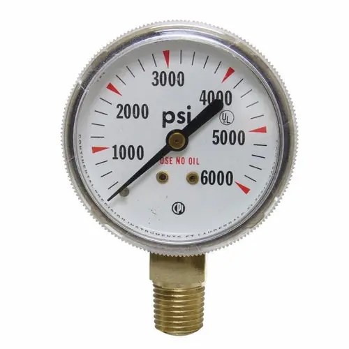 Uniweld g44d 2 Inch 6000 Psi Brass Back Mount Pressure Gauge