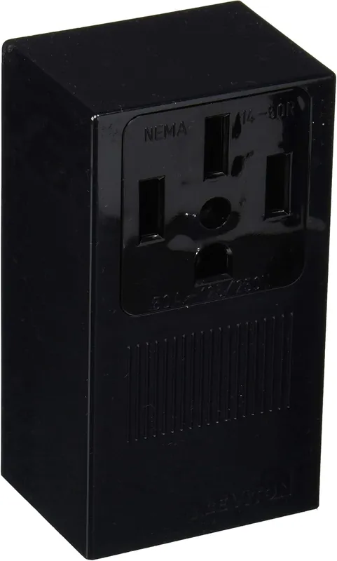 Leviton 55050 50 Amp, 125/250 Volt, NEMA 14-50R, 3P, 4W, Surface Mounting Receptacle, Straight Blade, Industrial Grade, Grounding, Side Wired, Steel Strap, 1 Pack