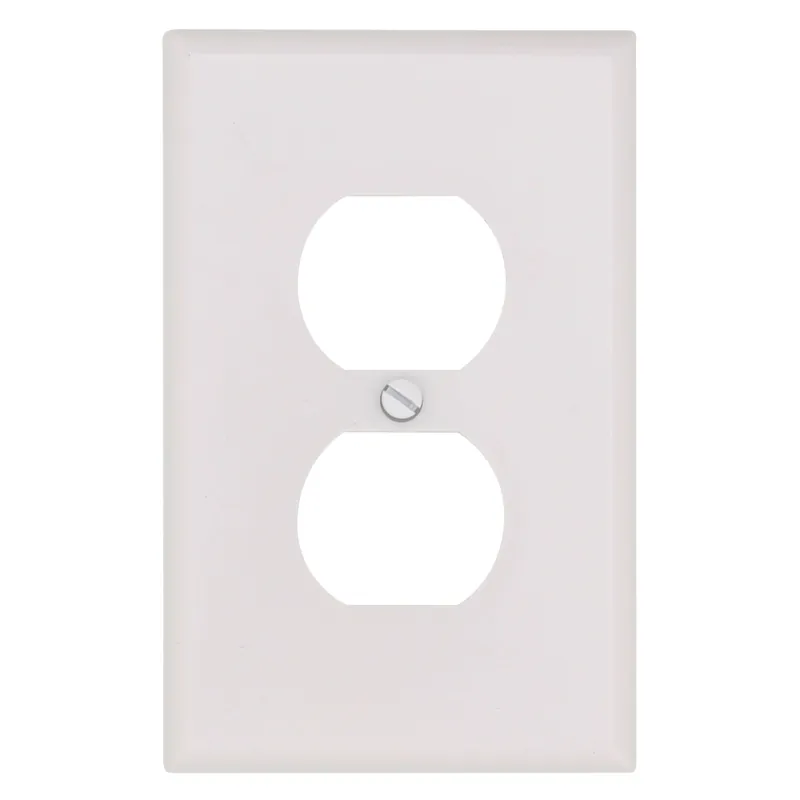 Leviton 80503-W 1-Gang Duplex Device Receptacle Wallplate, Midway Size, Thermoset