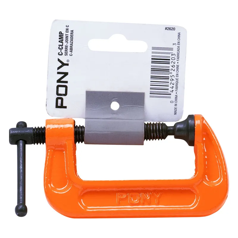 Pony 2620 Classic CClamp, 400 lb Clamping, 2 in Max Opening Size, 1 in D Throat
