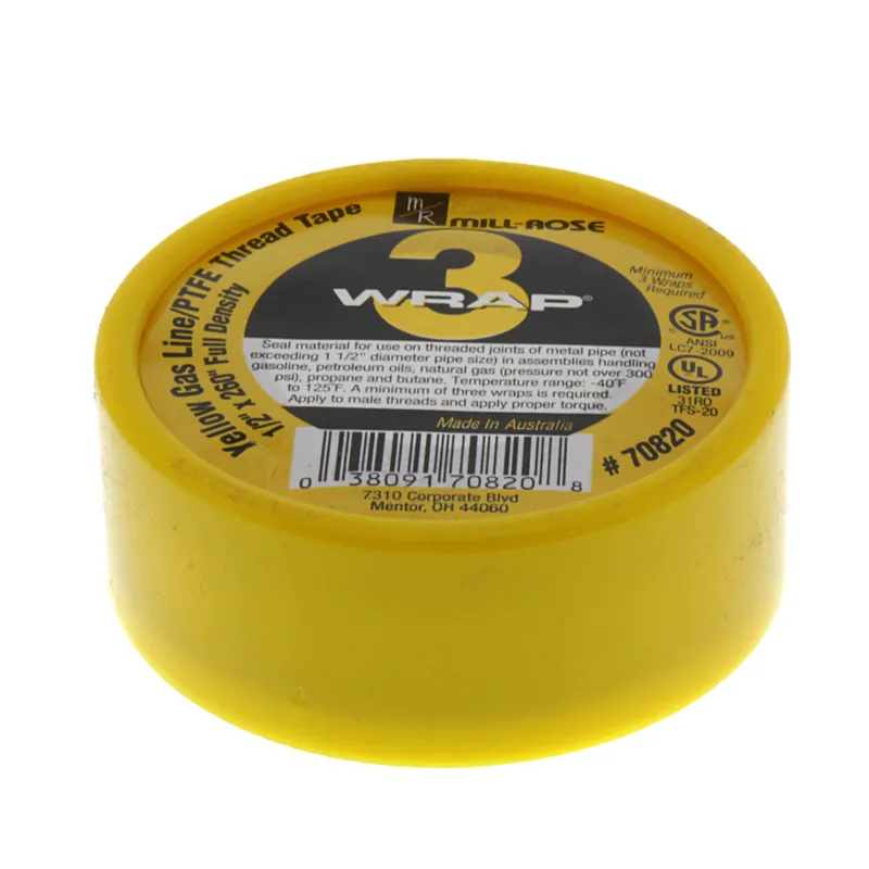 Mill-rose 70820 3-wrap Yellow Gas Thread Seal Tape
