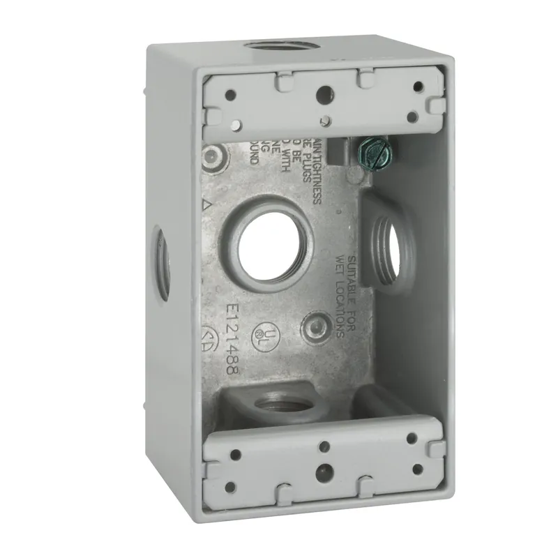 Hubbell 5323-0 Weatherproof Outlet Box With Side Lugs, Die Cast Aluminum, 18.3 cu-in, 1 Gang, 5 Outlets