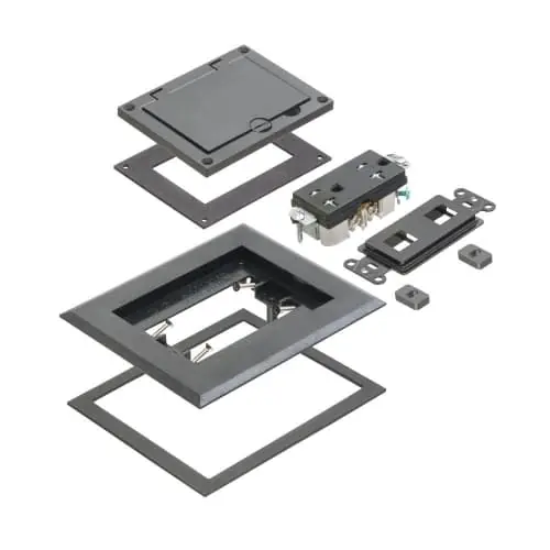 Arlington Industries FLBC8510BL Single Gang Non-Metallic Frame Kit with Flip Lid Cover and 20A Receptacle