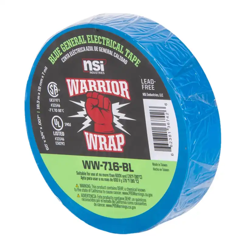 Nsi Industries WW-716-BL General Use Vinyl Electrical Tape 7mil, 60ft Long