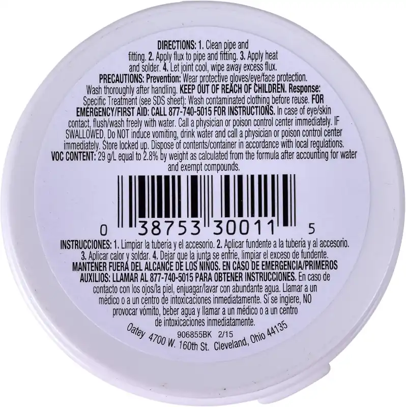 Oatey 30011 Paste Flux 1.7 Oz Lead-free Soldering